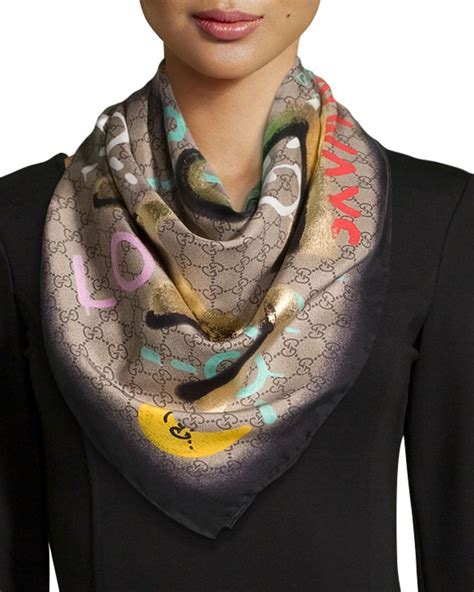 gucci womens silk scarves|Gucci scarf women silk.